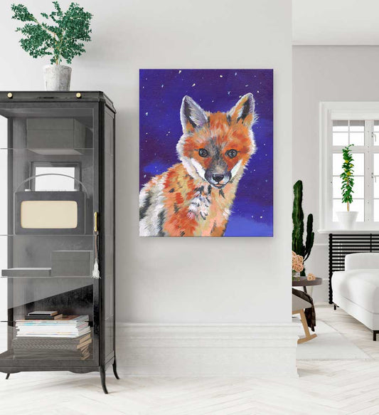 Night Fox Canvas Wall Art
