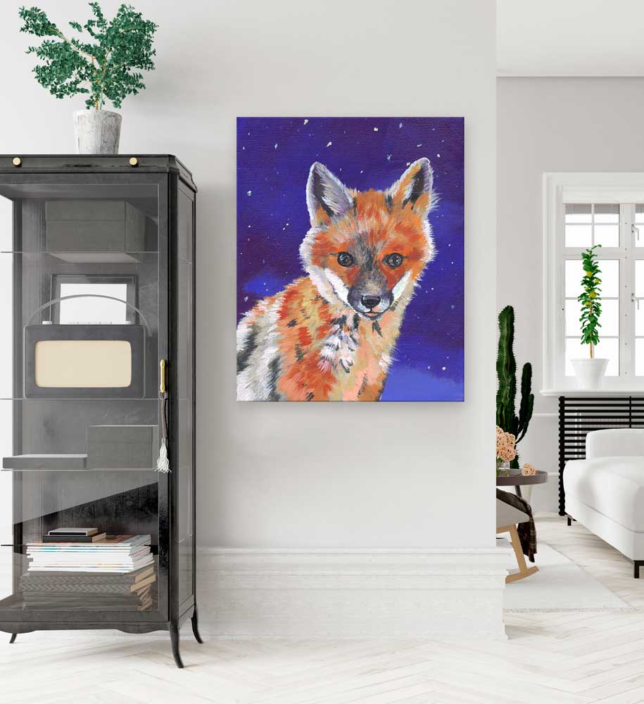Night Fox Canvas Wall Art