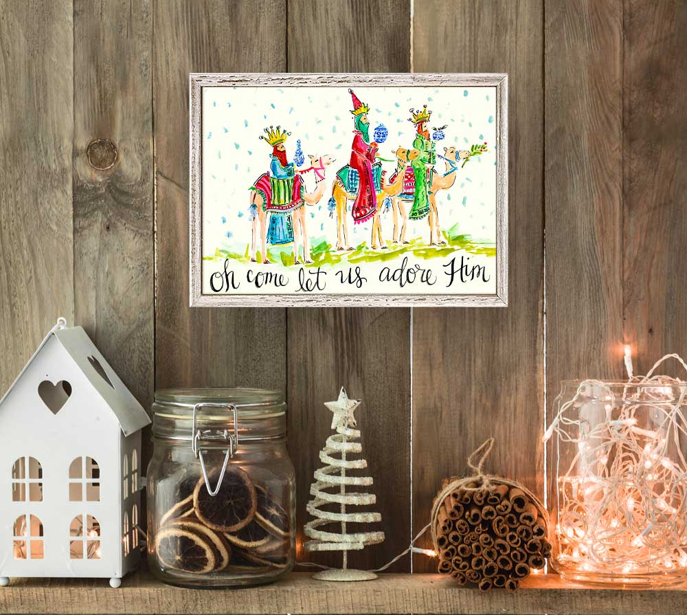 Holiday - Oh Come Let Us Adore Him Mini Framed Canvas