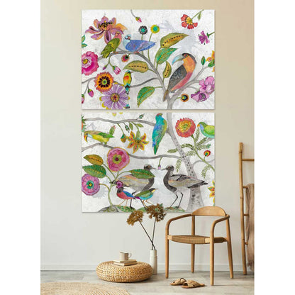 Tropical Birds - Full Color - Diptych Canvas Wall Art