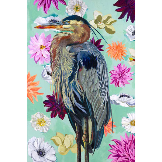 Heron Florals Canvas Wall Art