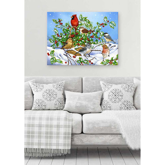 Holiday - Holly Birds Canvas Wall Art