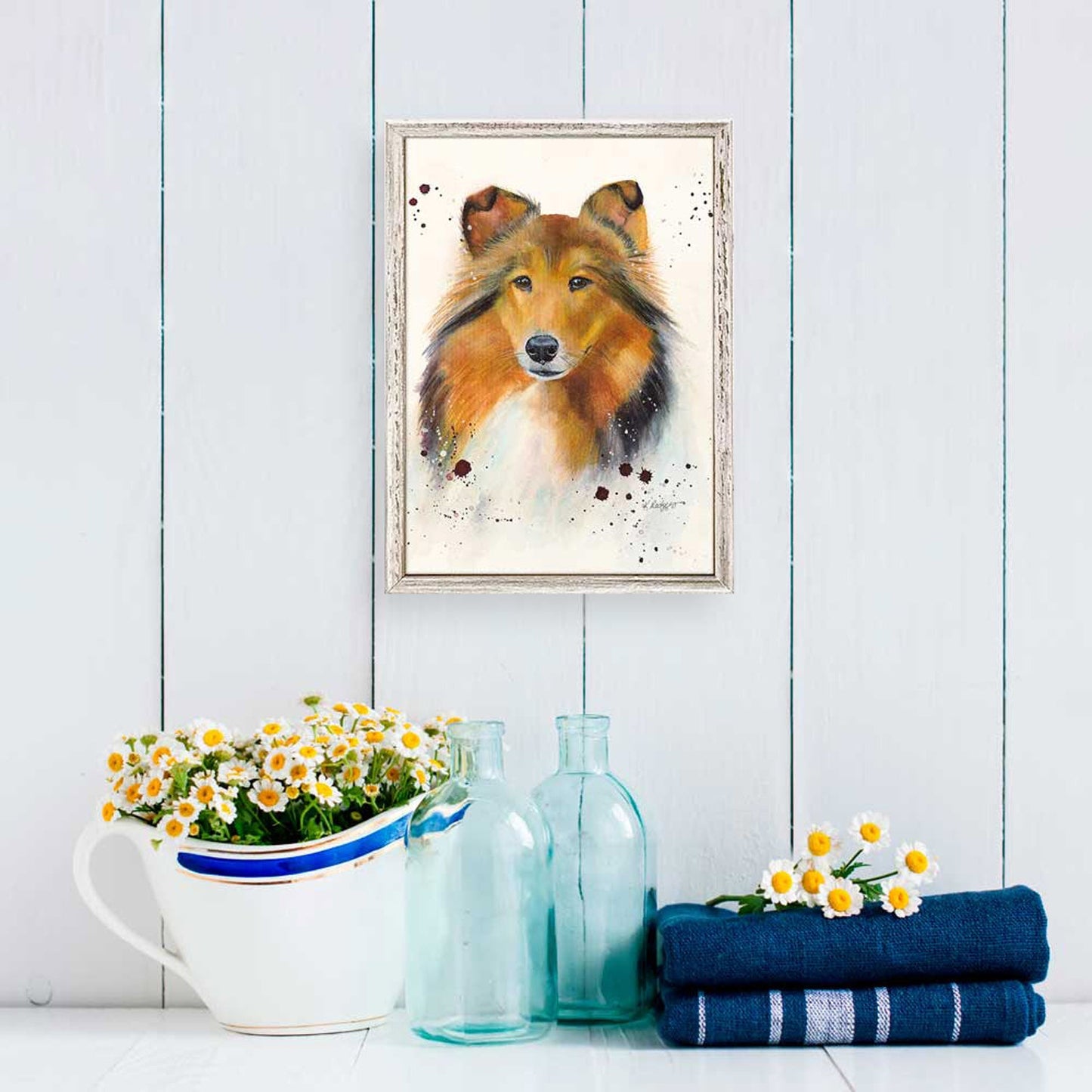 Portrait Of A Collie Mini Framed Canvas