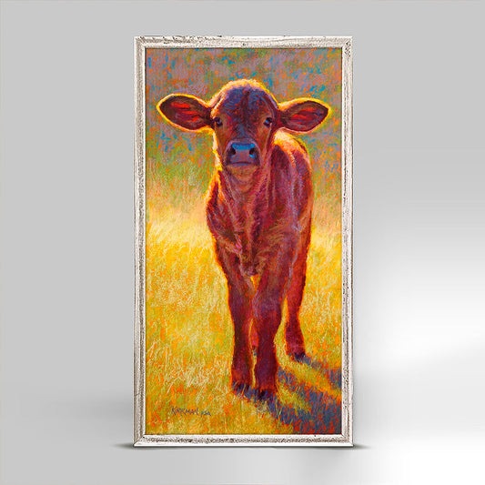 Pastoral Portraits - Little Brown Calf Mini Framed Canvas