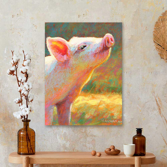 Pastoral Portraits - Pink Piglet Canvas Wall Art