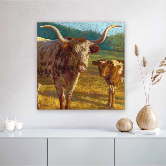 Pastoral Portraits - Curious Cattle Canvas Wall Art