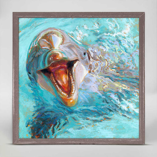 Joyous Dolphin Mini Framed Canvas
