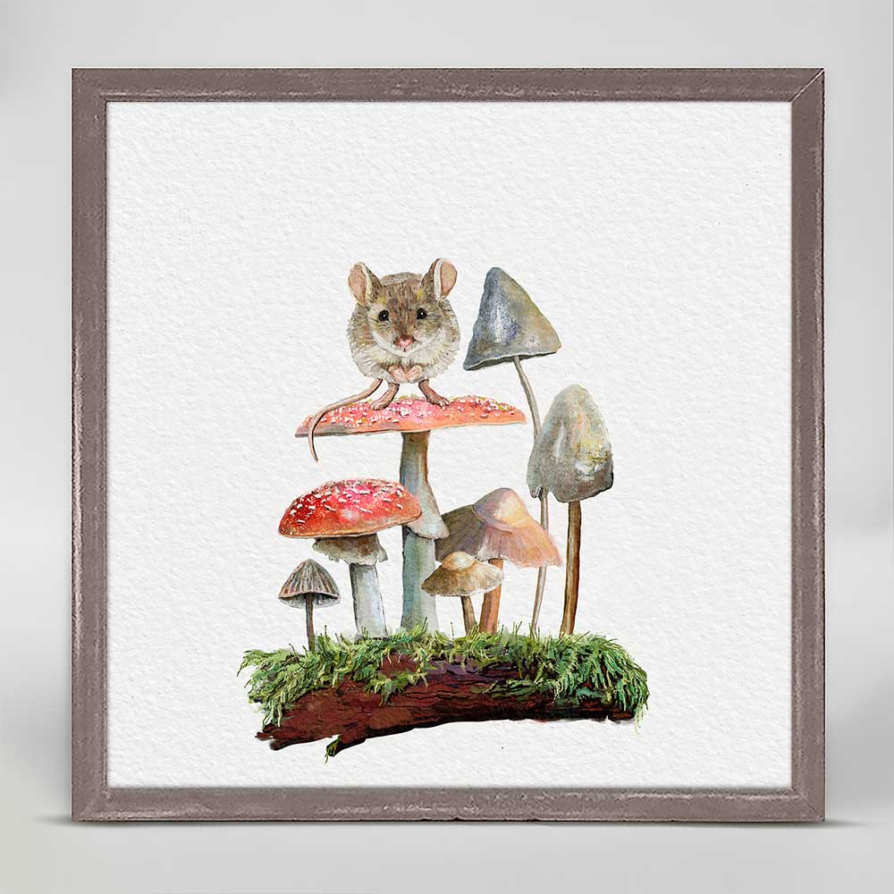 Forest Magic - Mouse Mushroom Garden Mini Framed Canvas