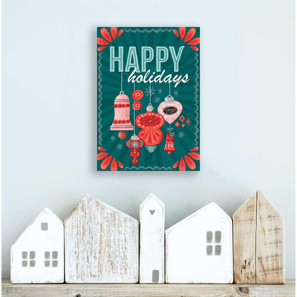 Holiday - Happy Holidays - Ornaments Canvas Wall Art