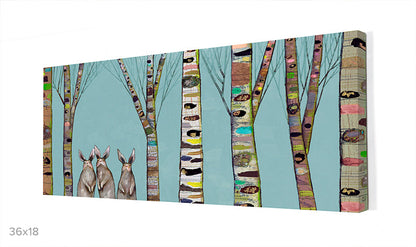 Bunnies In The Woods Canvas Wall Art