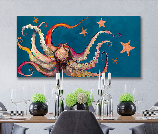 Octopus and Starfish Canvas Wall Art