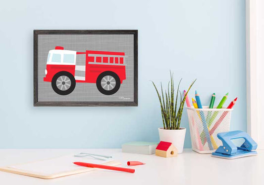Ways to Wheel - Little Red Fire Engine Mini Framed Canvas