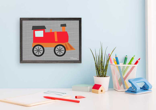 Ways to Wheel - Little Train Mini Framed Canvas