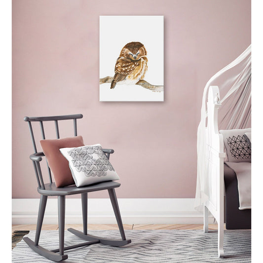 Sleeping Baby Owl Canvas Wall Art
