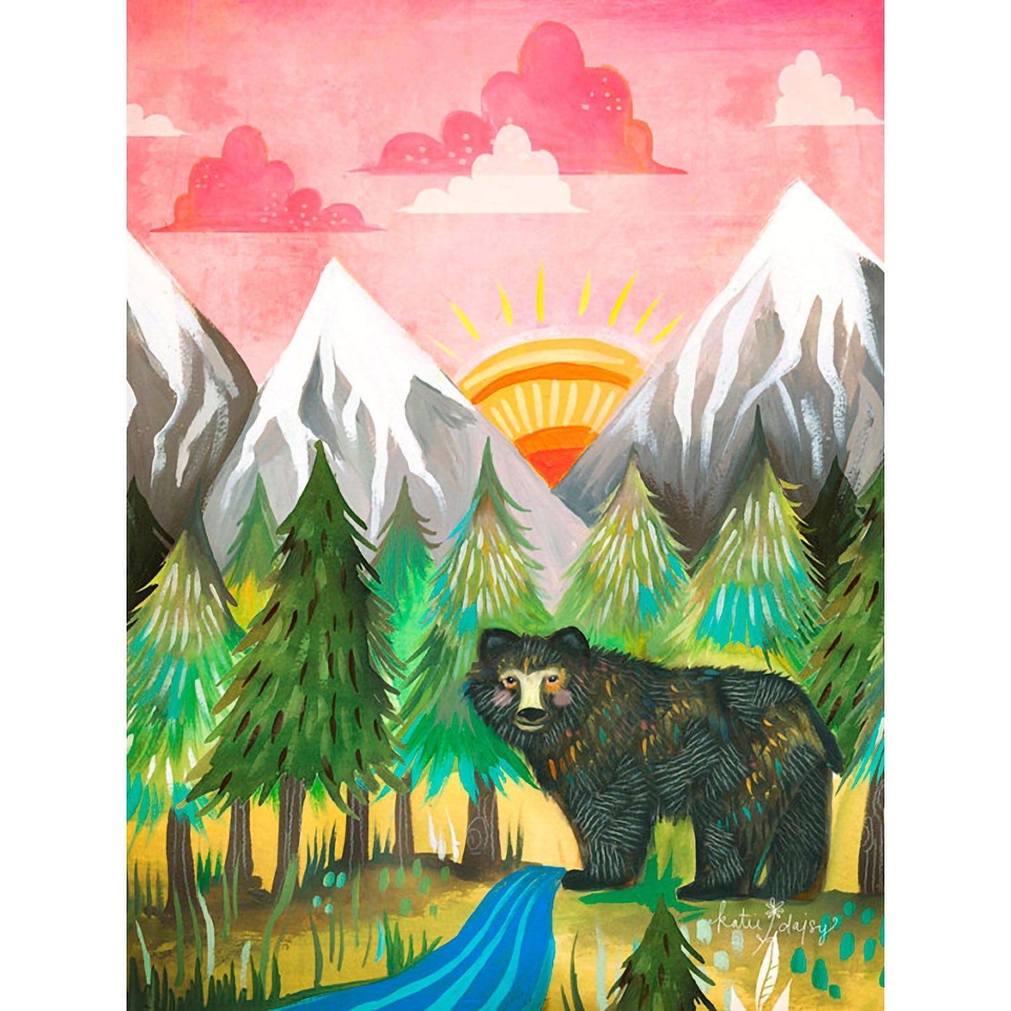 Sunrise Bear Canvas Wall Art