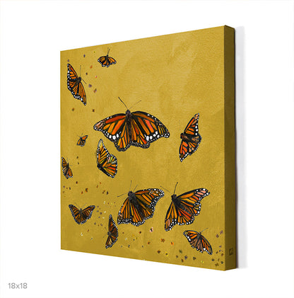 Monarchs - Gold Canvas Wall Art