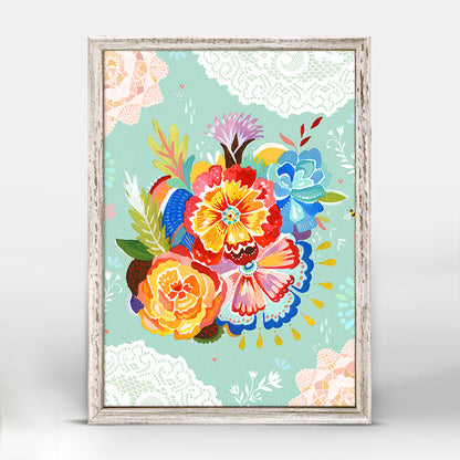 Flowers and Lace Mini Framed Canvas