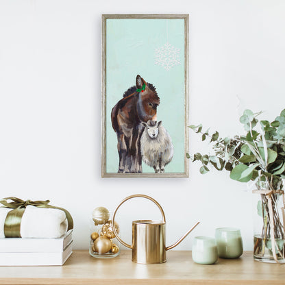 Holiday - Festive Donkey and Sheep Embellished Mini Framed Canvas