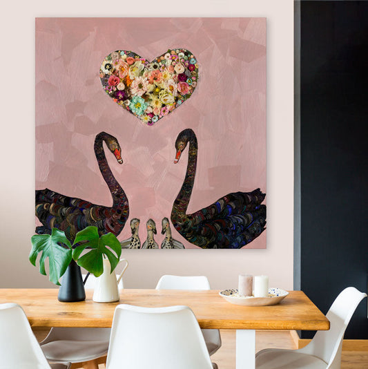 Swan Love Canvas Wall Art