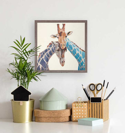 Giraffes In Love Mini Framed Canvas
