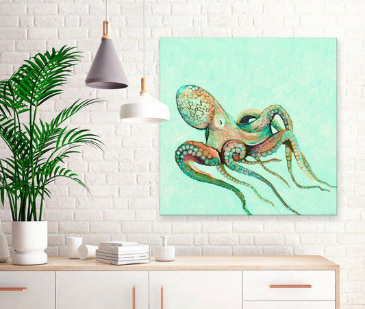 Minty Octopus Canvas Wall Art