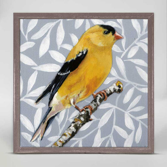 Goldfinch On Blue Mini Framed Canvas