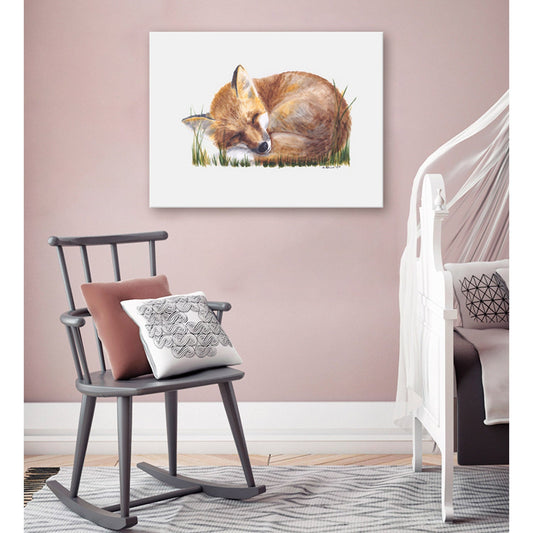 Sleeping Animal Portraits - Woodland Fox Canvas Wall Art