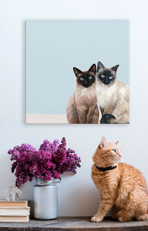 Feline Friends - Siamese Cat Duo Canvas Wall Art