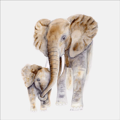 Mom and Baby Elephants Canvas Wall Art