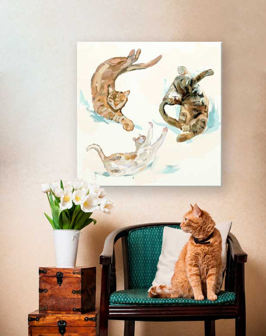 Feline Friends - Stretchy Cat Trio Canvas Wall Art