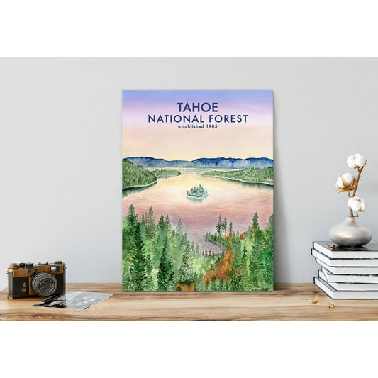 Lovely Landscapes - Lake Tahoe With Text Canvas Wall Art