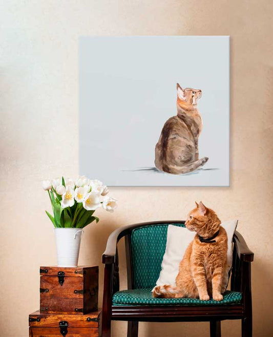 Feline Friends - Looking Up Cat Canvas Wall Art