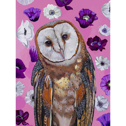 Owl With Blossoms Canvas Wall Art