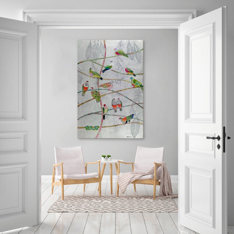 12 Doves Canvas Wall Art - GreenBox Art