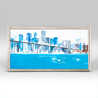 New York Blue Mini Framed Canvas