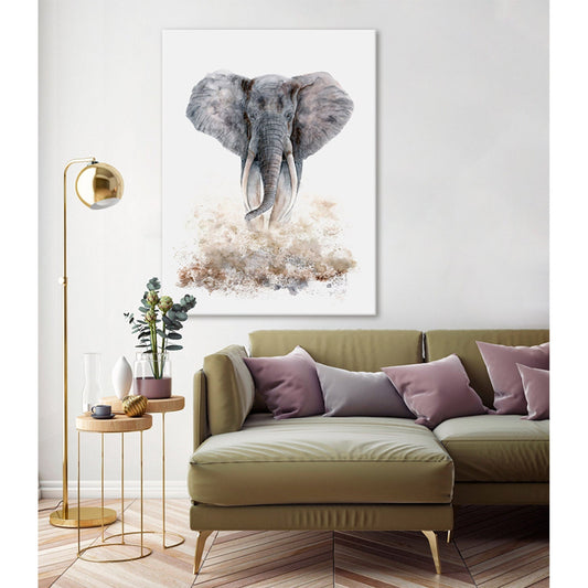 Adult Elephant Portrait Canvas Wall Art - GreenBox Art