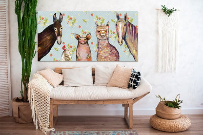 Alpaca And Pals Canvas Wall Art - GreenBox Art