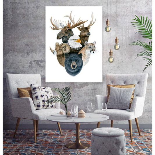 Animal Montage - Mountain Canvas Wall Art - GreenBox Art