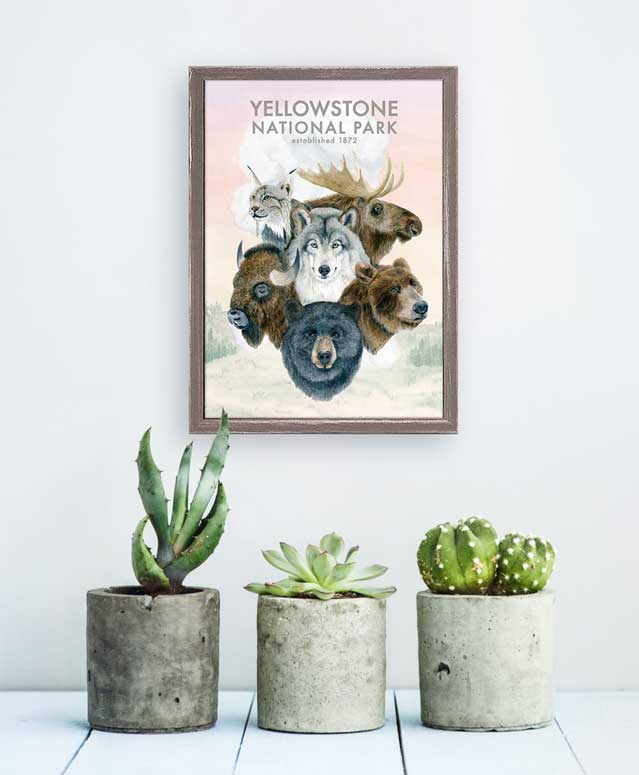 Animal Montage - Yellowstone Mini Framed Canvas - GreenBox Art