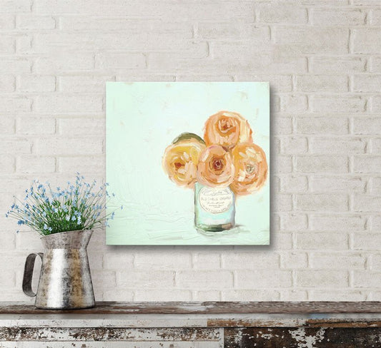 Apricot Roses Canvas Wall Art - GreenBox Art