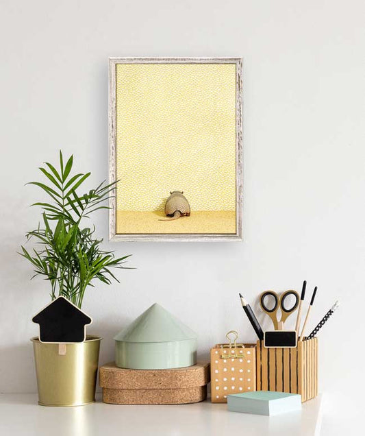 Armadillo On Yellow Mini Framed Canvas - GreenBox Art