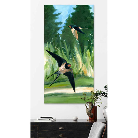 Avian Spotlight - Barn Swallows Canvas Wall Art - GreenBox Art