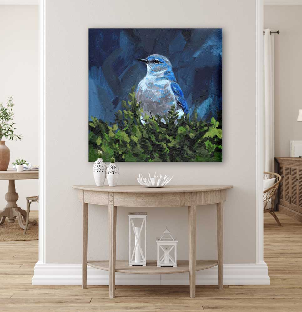 Avian Spotlight - Bluebird Canvas Wall Art - GreenBox Art