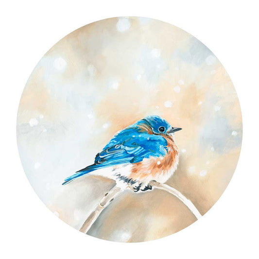 Avian Spotlight - Bluebird In The Snow Canvas Wall Art - GreenBox Art