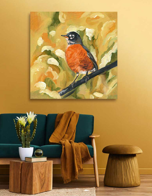 Avian Spotlight - Robin Canvas Wall Art - GreenBox Art