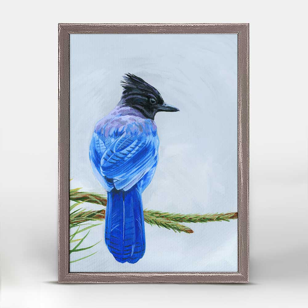 Avian Spotlight - Scrub Jay Mini Framed Canvas - GreenBox Art