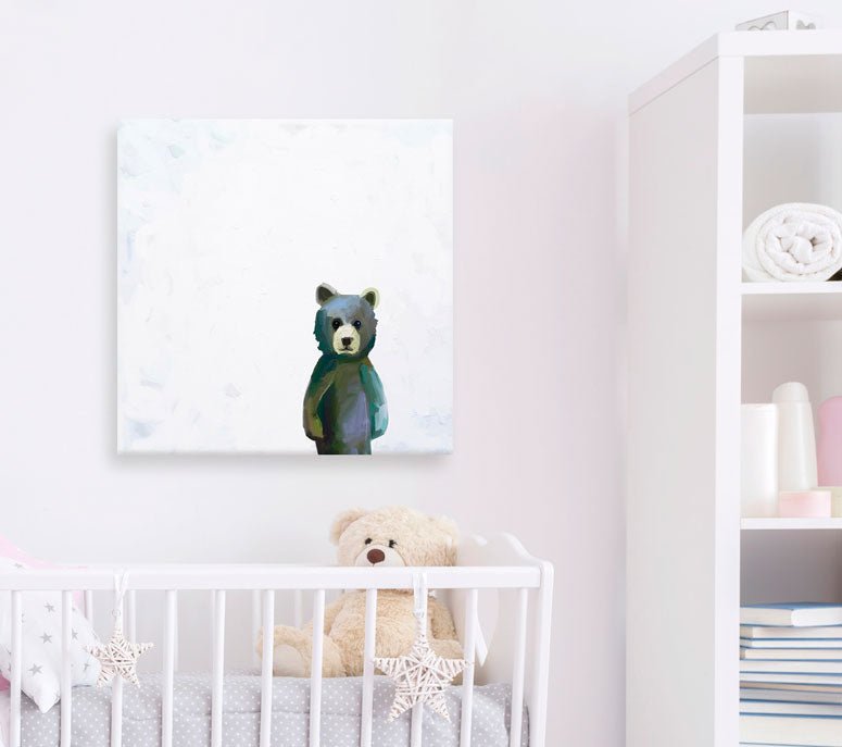 Baby Bear Standing Canvas Wall Art - GreenBox Art