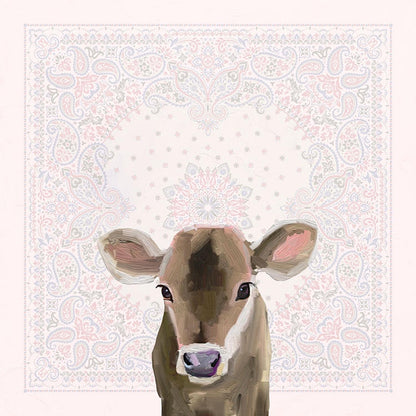 Baby Brown Cow - Bandana Canvas Wall Art - GreenBox Art