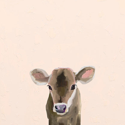 Baby Brown Cow Canvas Wall Art - GreenBox Art