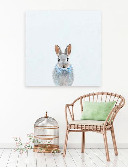 Baby Bunny With Bow Tie Canvas Wall Art - GreenBox Art